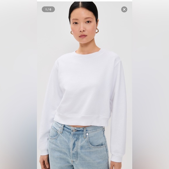 Cotton Citizen, Milan White Cropped Sweatshirt, Size Small - Picture 1 of 7